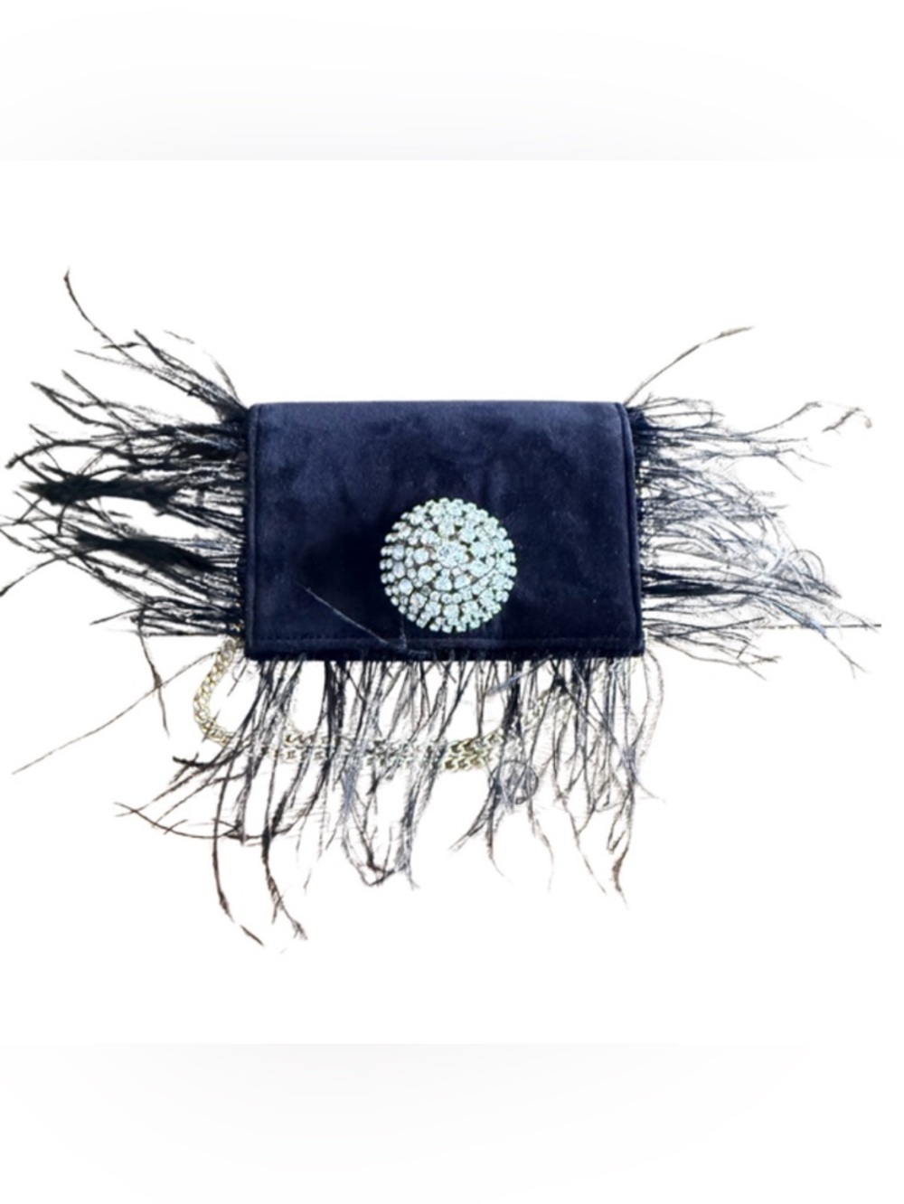 Lisa C Bijoux of Italy Velvet Crystal Gold Chain Mini Shoulder Bag
